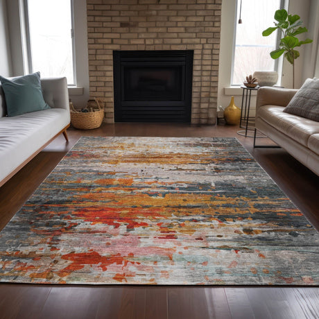 Addison Chantille ACN2034 Abstract Machine Made Transitional Terracotta Rug