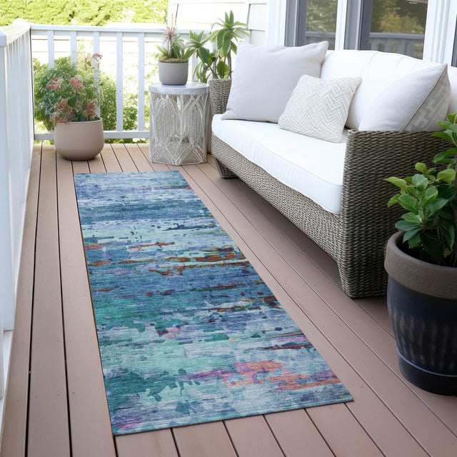 Addison Chantille ACN2035 Abstract Machine Made Transitional Blue Rug