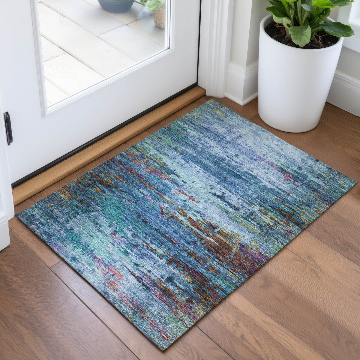 Addison Chantille ACN2035 Abstract Machine Made Transitional Blue Rug