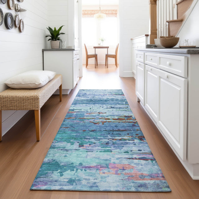 Addison Chantille ACN2035 Abstract Machine Made Transitional Blue Rug