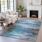 Addison Chantille ACN2035 Abstract Machine Made Transitional Blue Rug