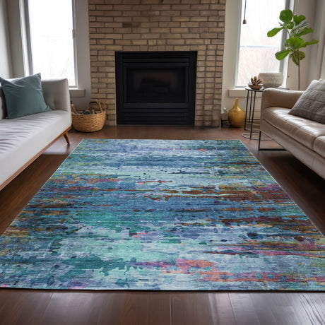 Addison Chantille ACN2035 Abstract Machine Made Transitional Blue Rug