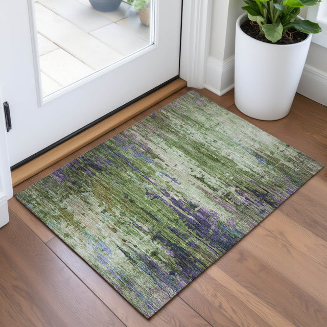 Addison Chantille ACN2035 Abstract Machine Made Transitional Green Rug