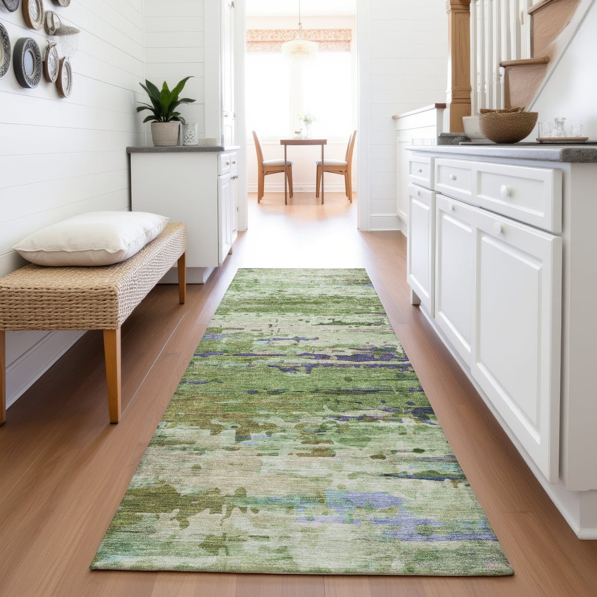 Addison Chantille ACN2035 Abstract Machine Made Transitional Green Rug