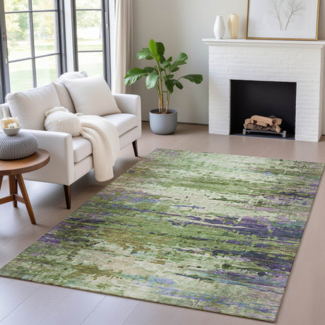 Addison Chantille ACN2035 Abstract Machine Made Transitional Green Rug