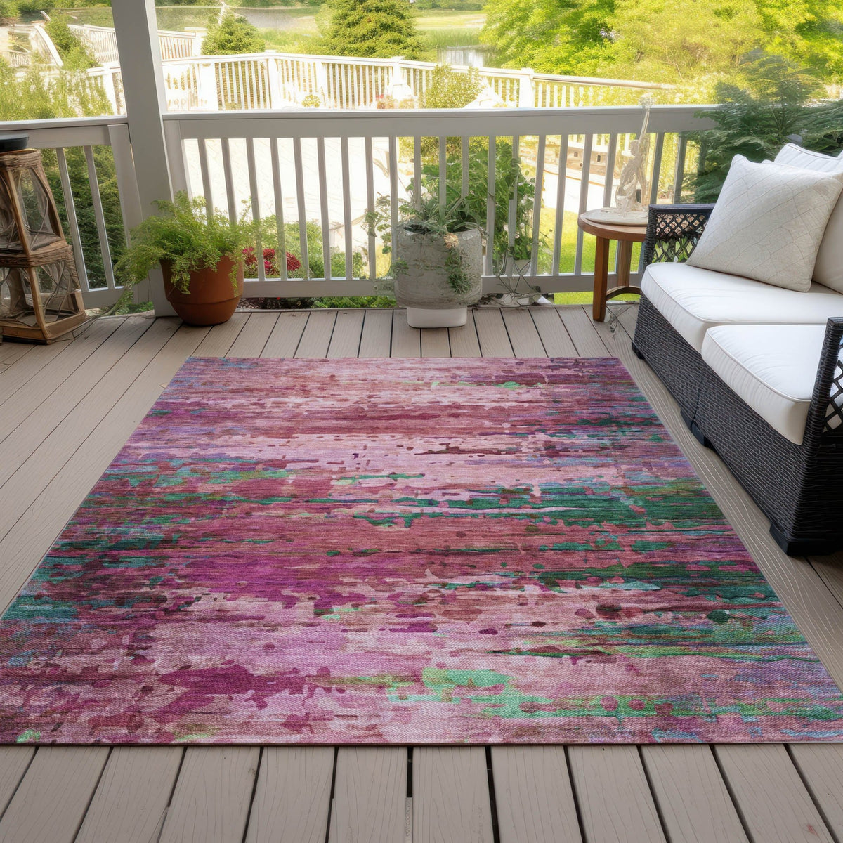 Addison Chantille ACN2035 Abstract Machine Made Transitional Pink Rug