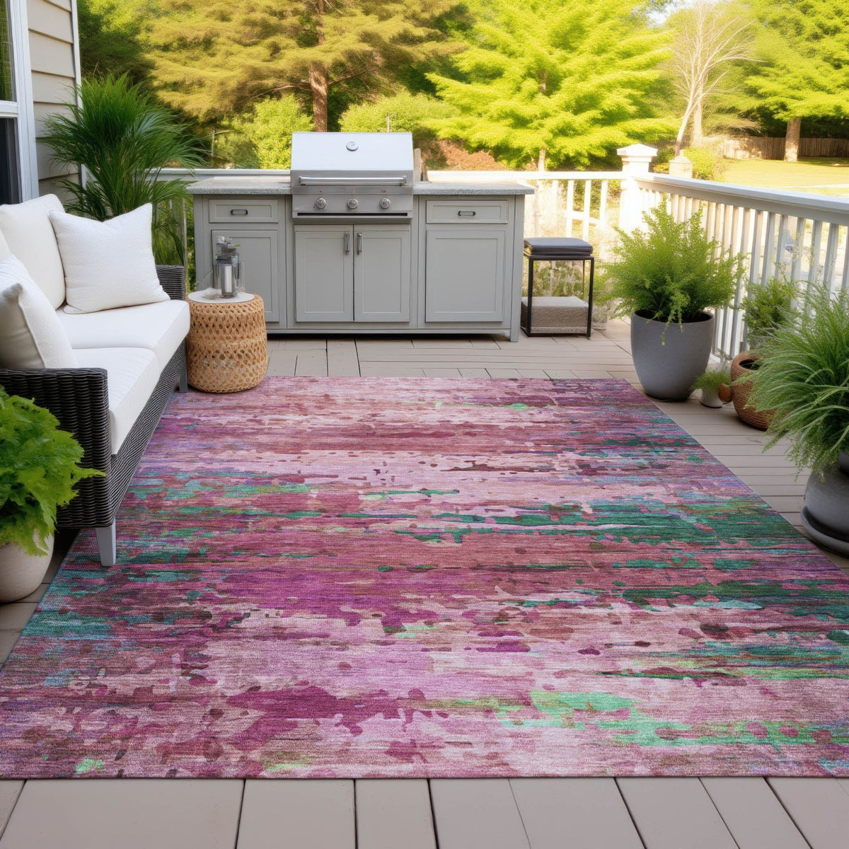 Addison Chantille ACN2035 Abstract Machine Made Transitional Pink Rug