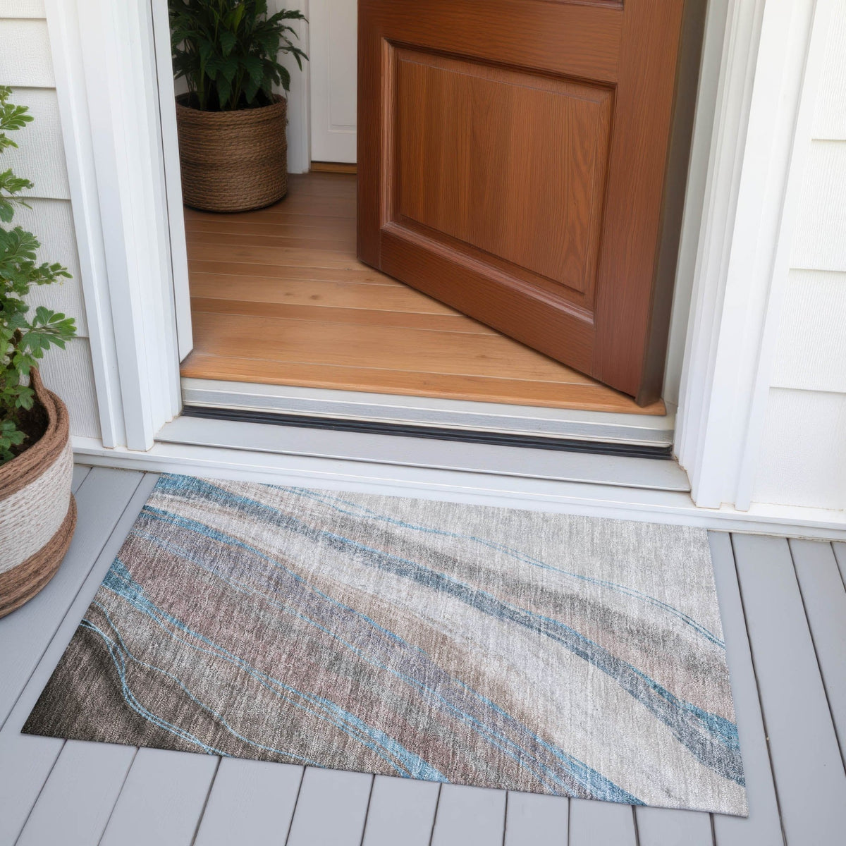 Addison Chantille ACN2036 Swirls Machine Made Transitional Brown Rug