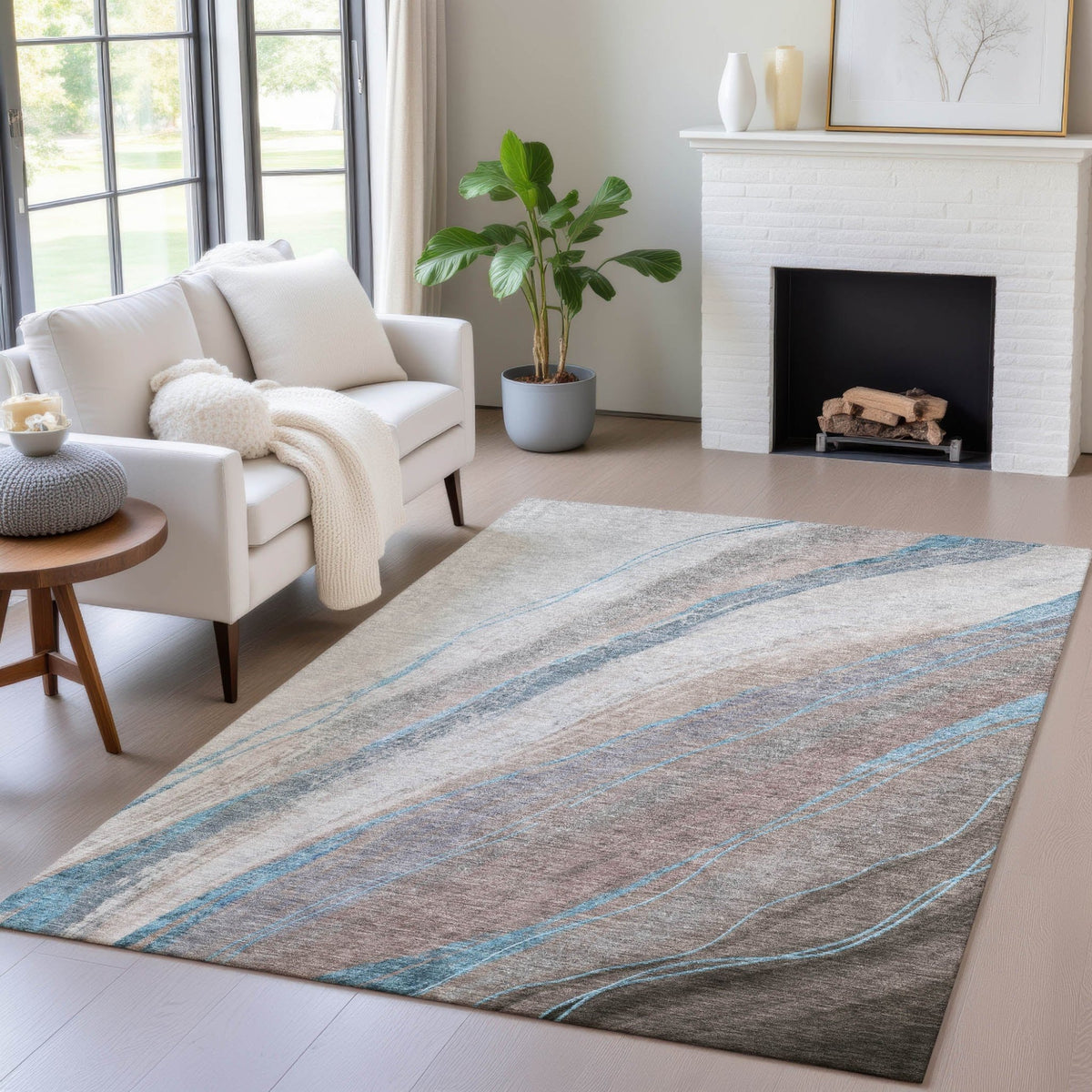 Addison Chantille ACN2036 Swirls Machine Made Transitional Brown Rug