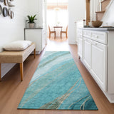 Addison Chantille ACN2036 Swirls Machine Made Transitional Turquoise Rug