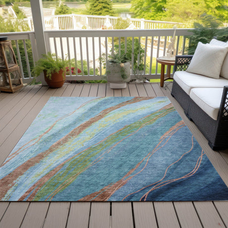 Addison Chantille ACN2037 Swirls Machine Made Transitional Blue Rug