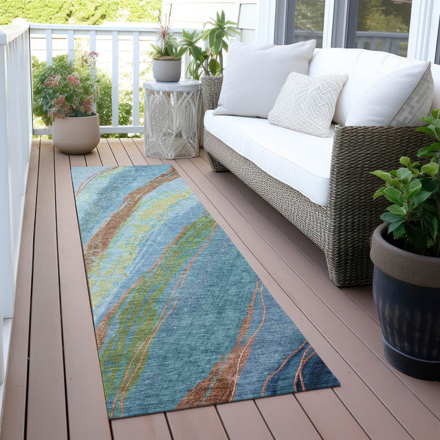 Addison Chantille ACN2037 Swirls Machine Made Transitional Blue Rug
