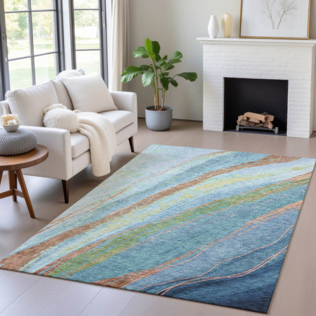 Addison Chantille ACN2037 Swirls Machine Made Transitional Blue Rug