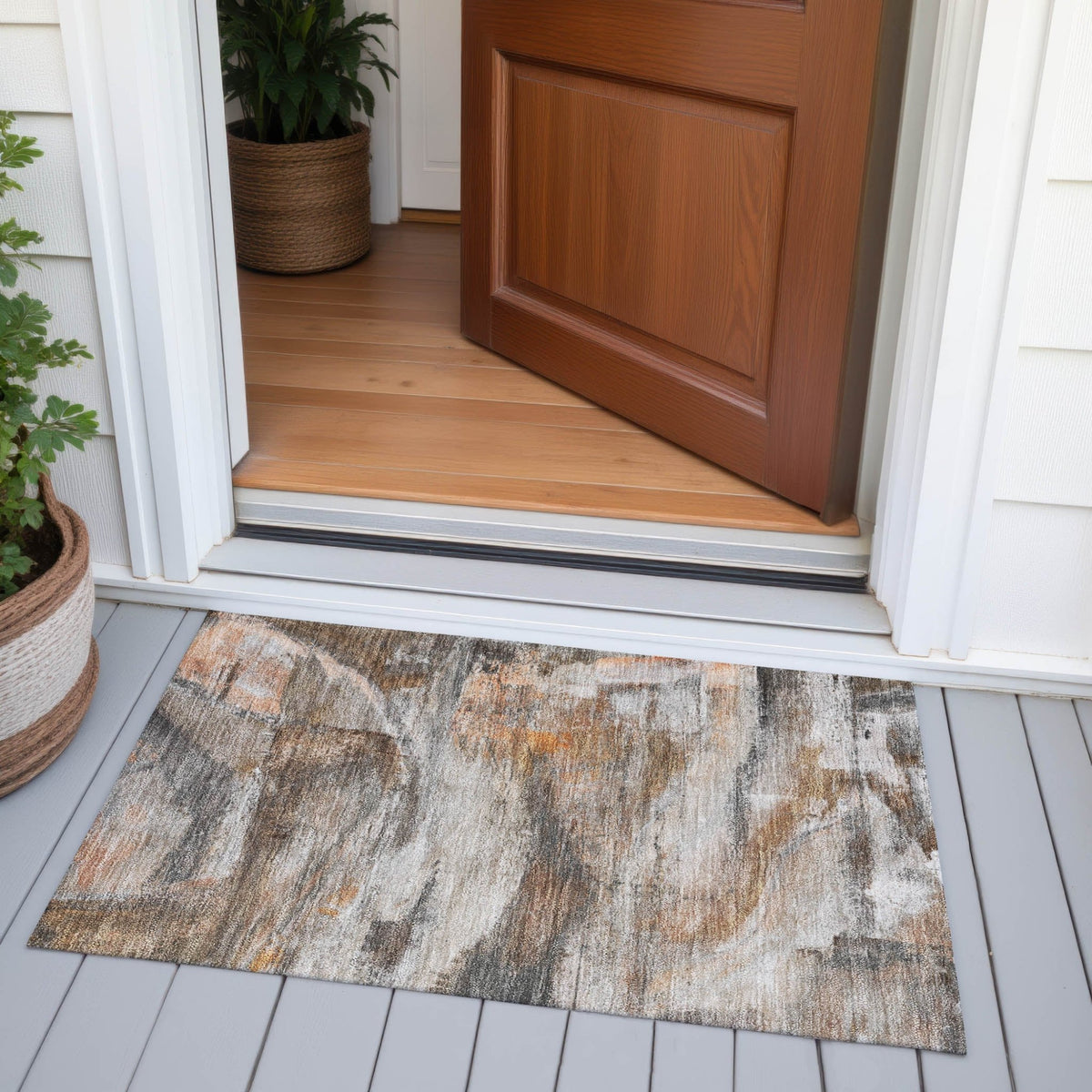 Addison Chantille ACN2039 Abstract Machine Made Transitional Brown Rug