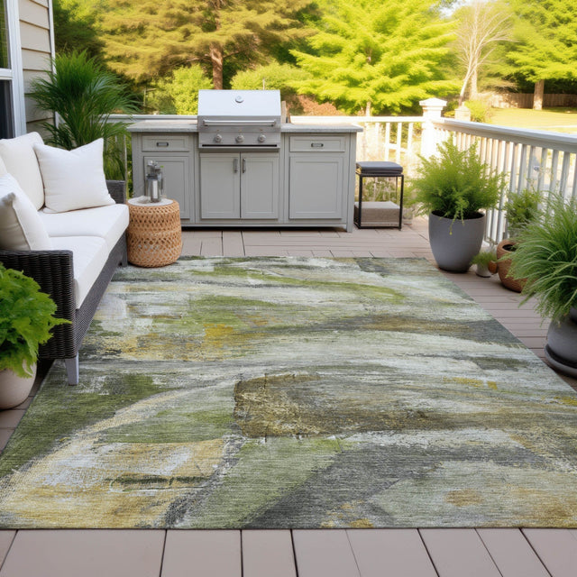 Addison Chantille ACN2039 Abstract Machine Made Transitional Olive Rug