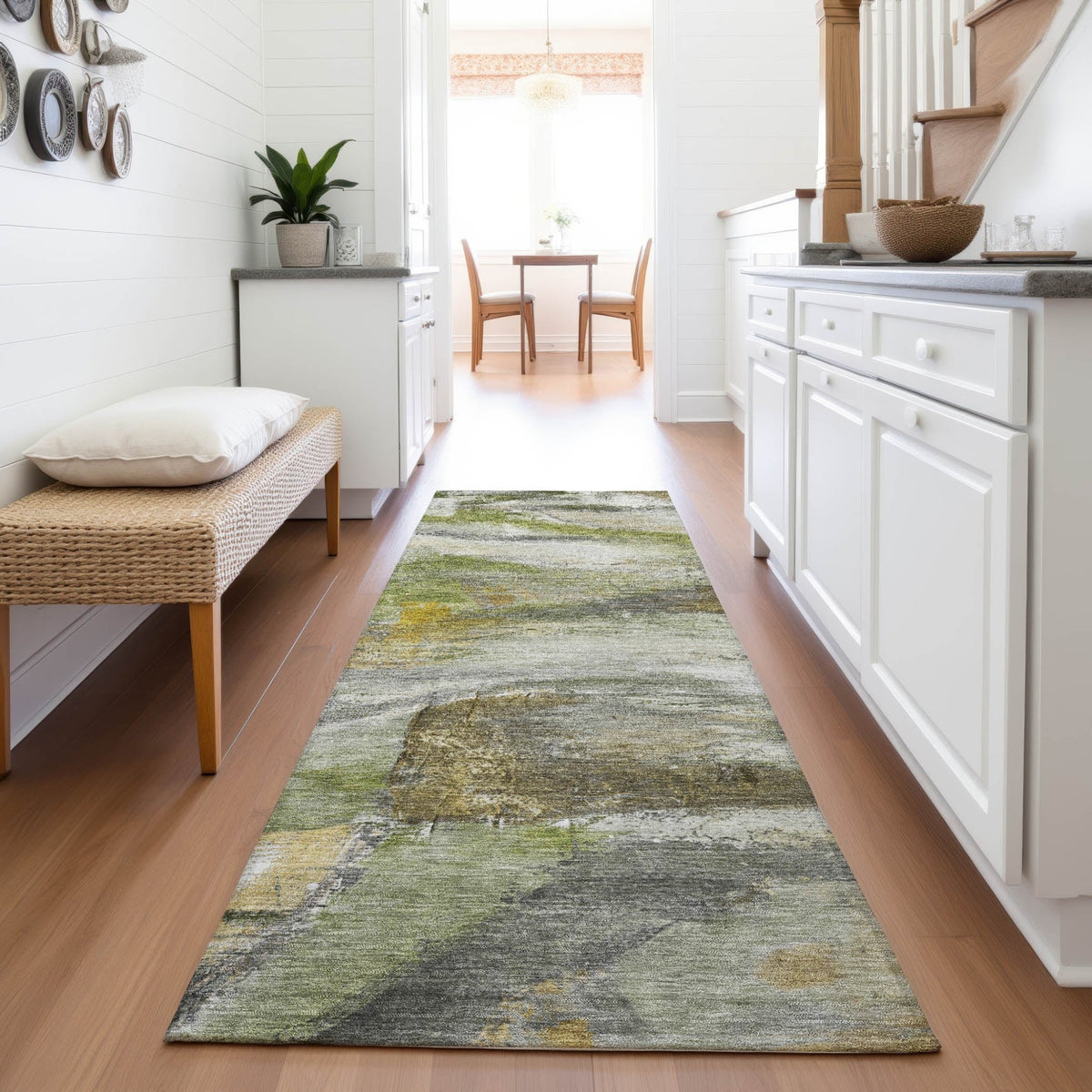 Addison Chantille ACN2039 Abstract Machine Made Transitional Olive Rug