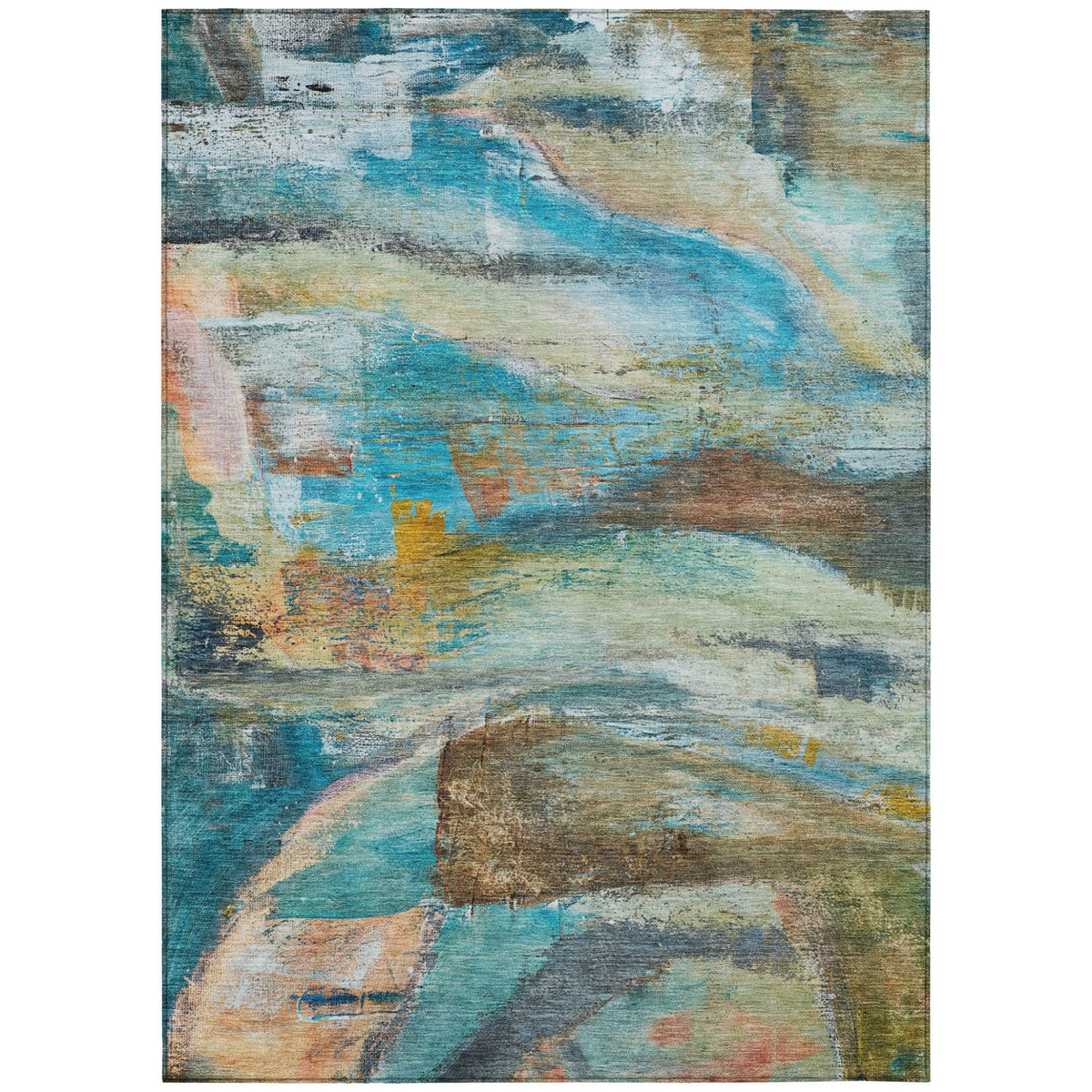 Addison Chantille ACN2039 Abstract Machine Made Transitional Teal Rug