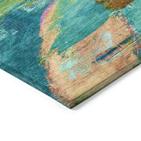 Addison Chantille ACN2040 Abstract Machine Made Transitional Teal Rug
