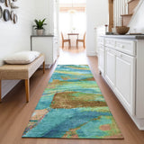 Addison Chantille ACN2040 Abstract Machine Made Transitional Teal Rug
