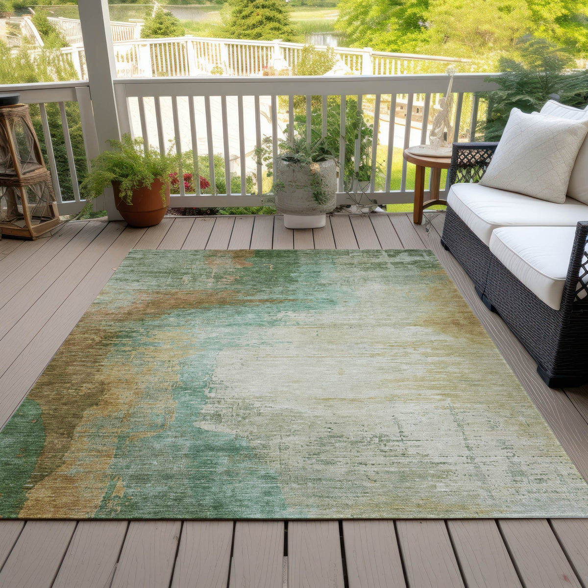 Addison Chantille ACN2041 Abstract Machine Made Transitional Aloe Rug