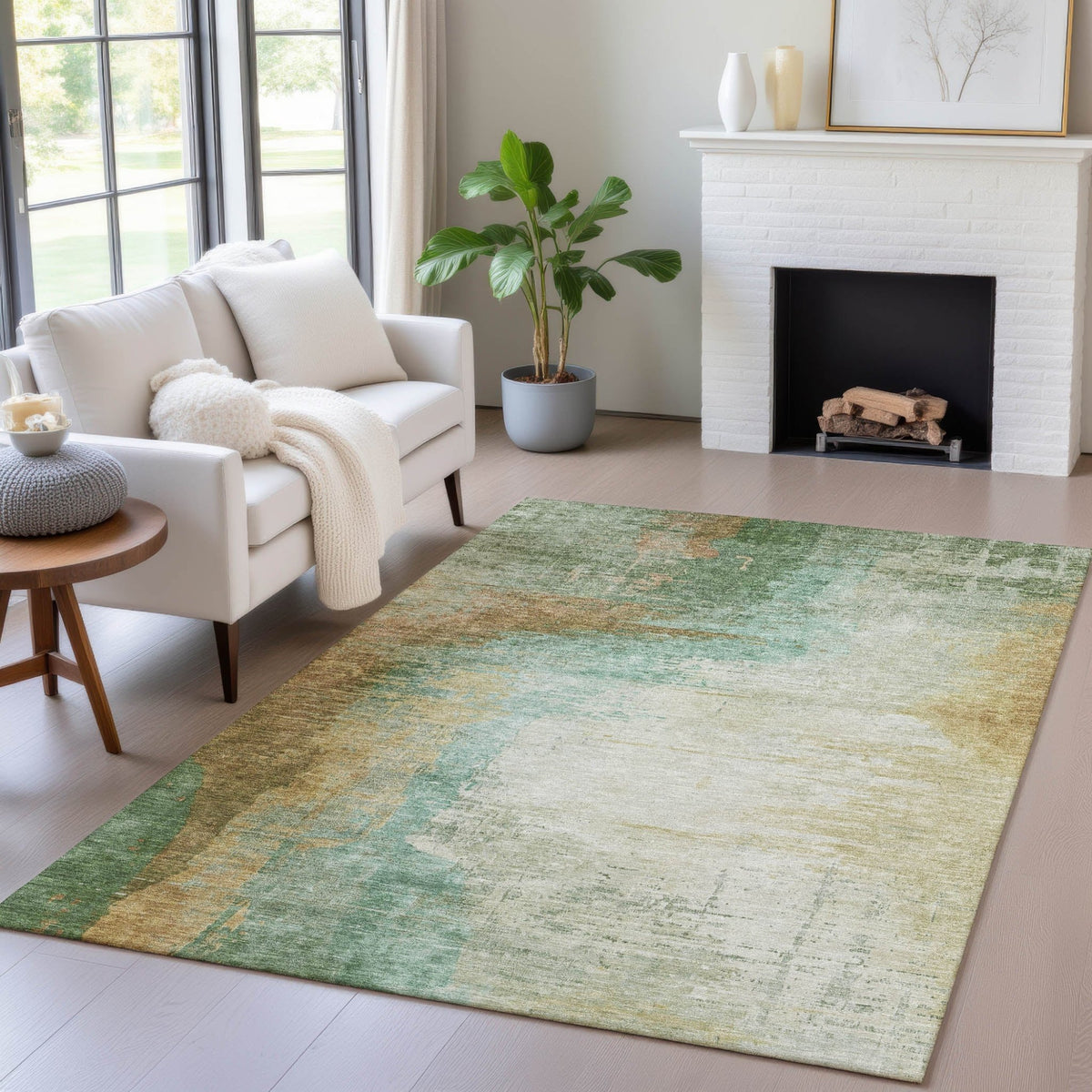 Addison Chantille ACN2041 Abstract Machine Made Transitional Aloe Rug