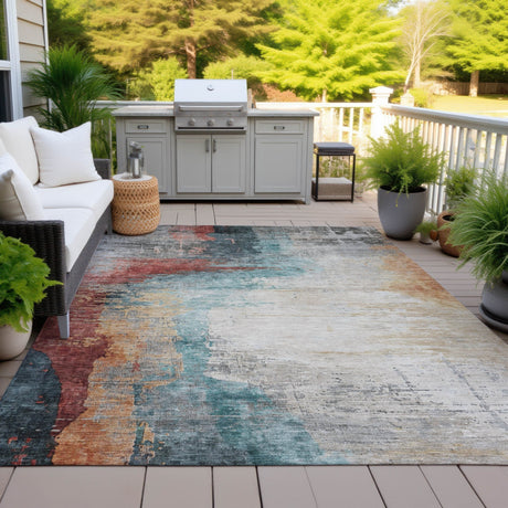 Addison Chantille ACN2041 Abstract Machine Made Transitional Teal Rug