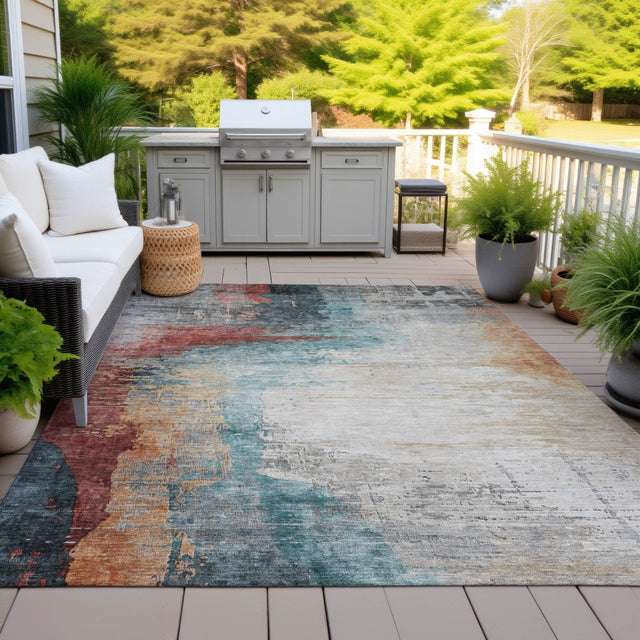 Addison Chantille ACN2041 Abstract Machine Made Transitional Teal Rug
