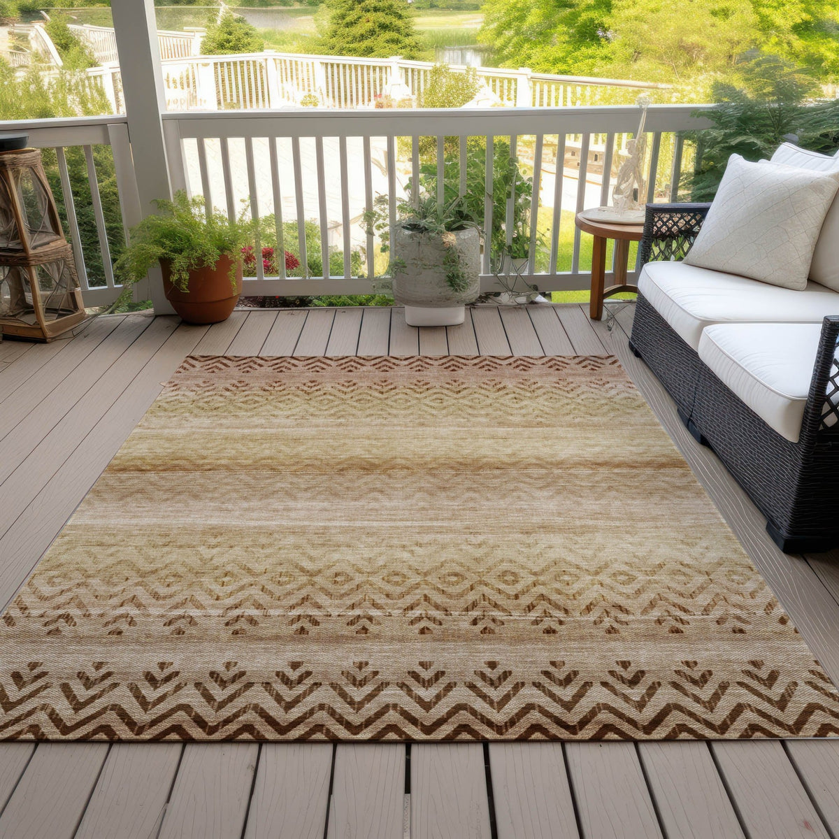 Addison Chantille ACN2042 Geometric Machine Made Transitional Beige Rug
