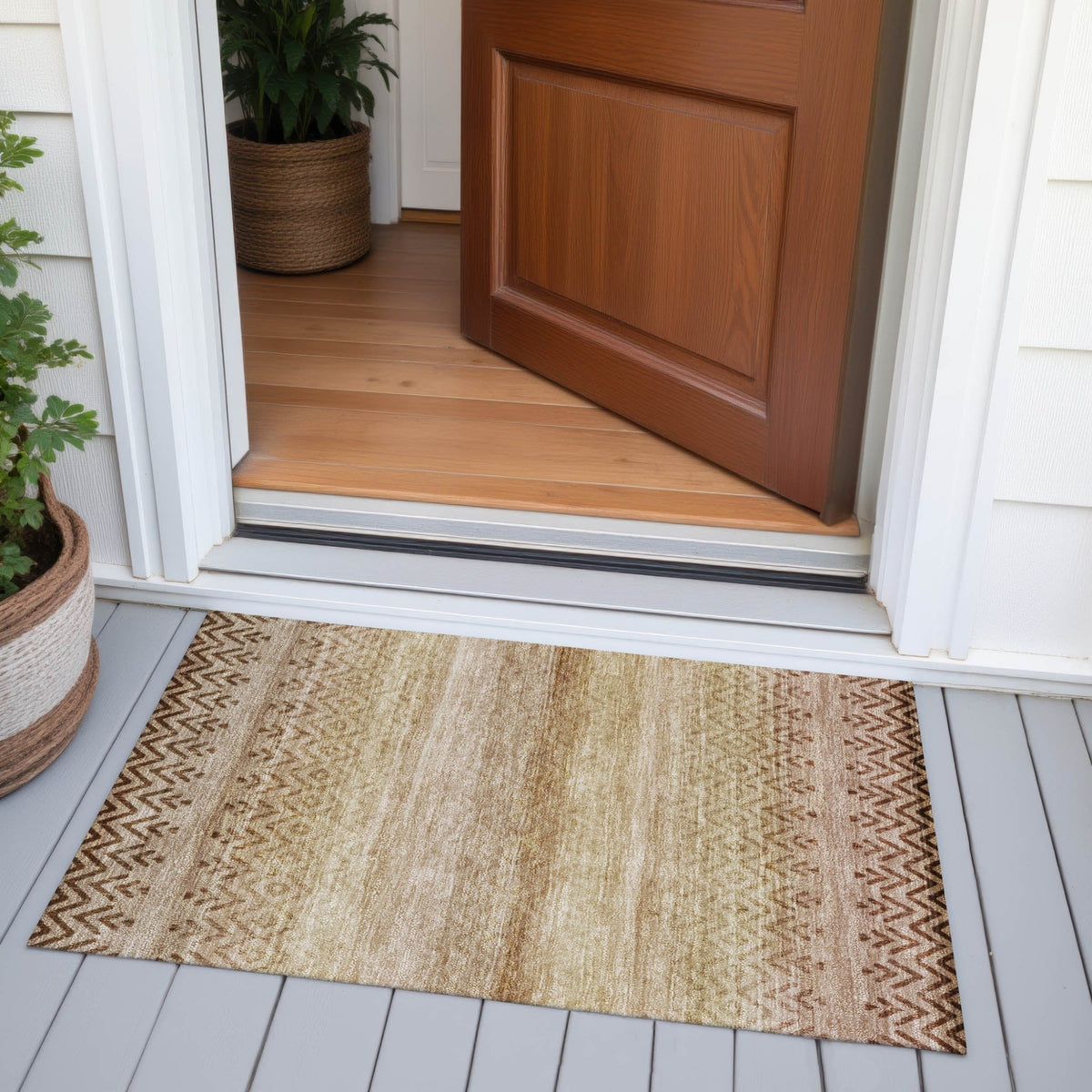 Addison Chantille ACN2042 Geometric Machine Made Transitional Beige Rug