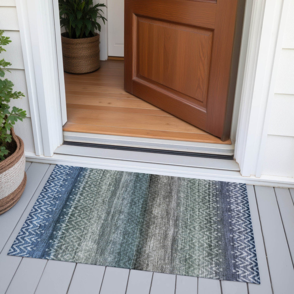 Addison Chantille ACN2042 Geometric Machine Made Transitional Blue Rug