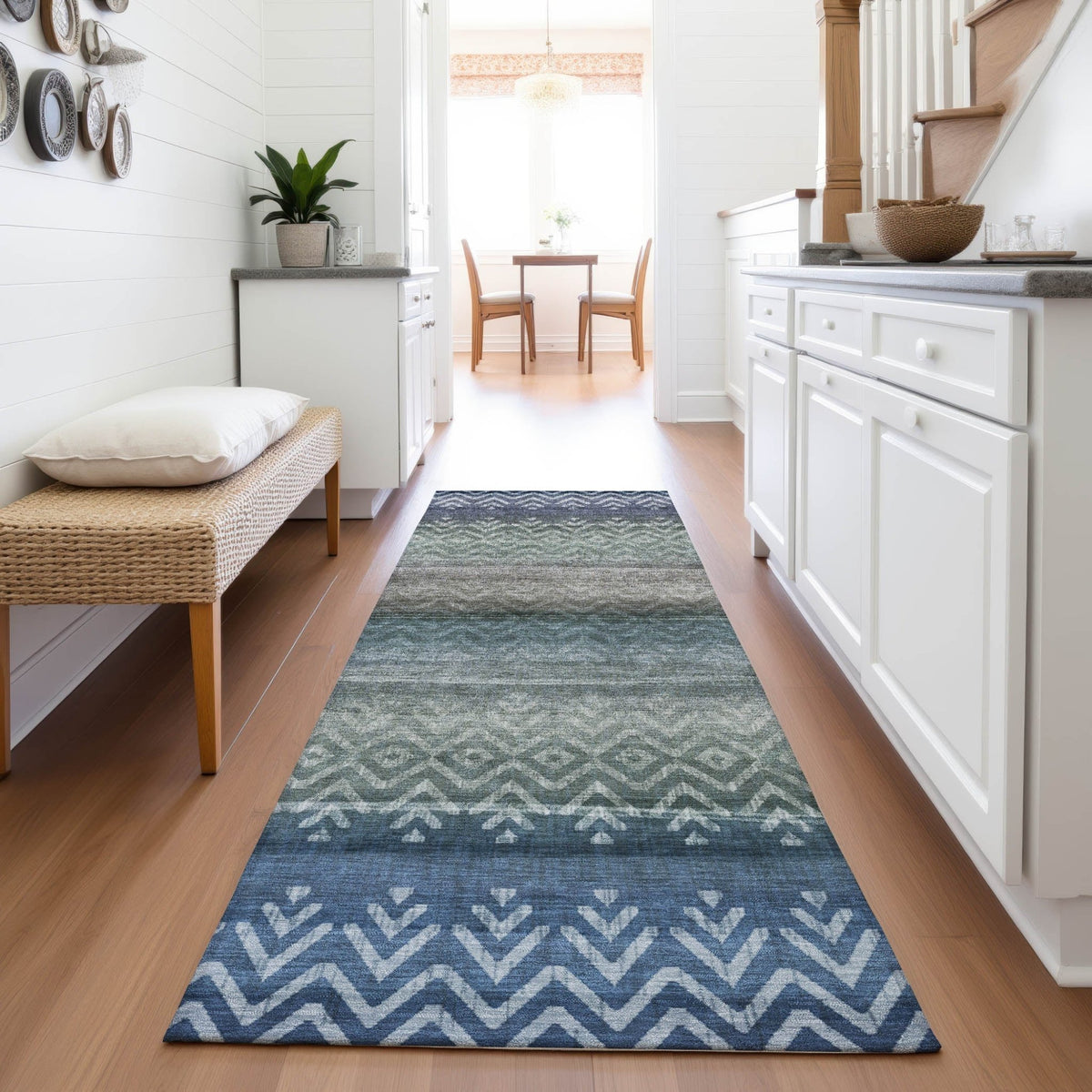 Addison Chantille ACN2042 Geometric Machine Made Transitional Blue Rug
