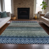 Addison Chantille ACN2042 Geometric Machine Made Transitional Blue Rug