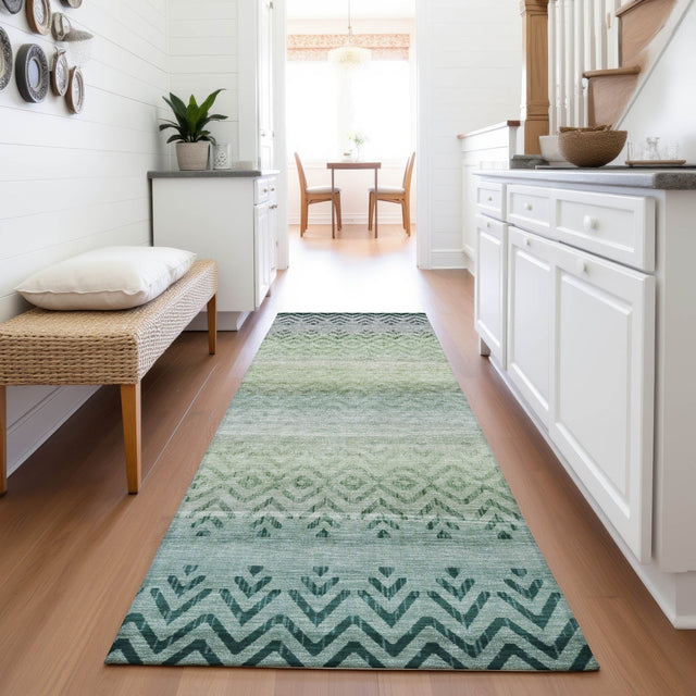 Addison Chantille ACN2042 Geometric Machine Made Transitional Teal Rug