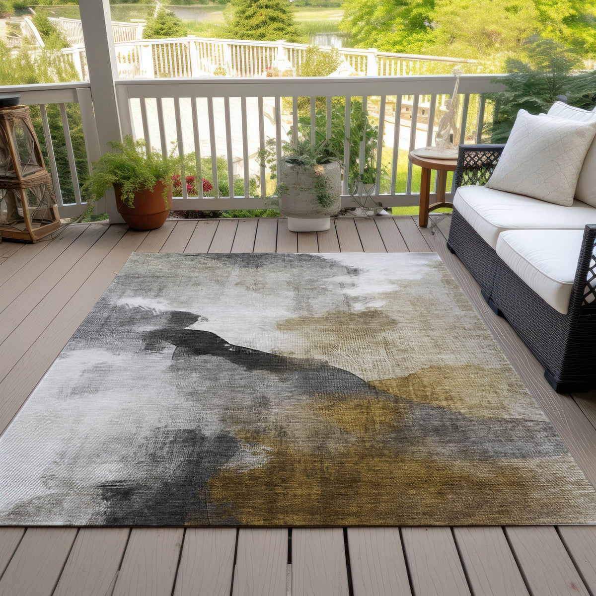 Addison Chantille ACN2043 Abstract Machine Made Transitional Brown Rug