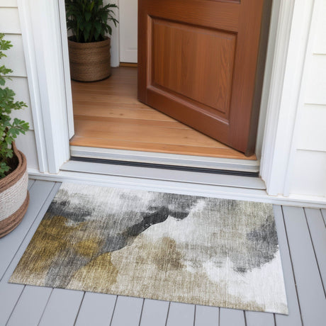 Addison Chantille ACN2043 Abstract Machine Made Transitional Brown Rug