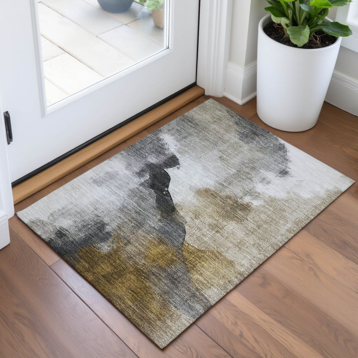 Addison Chantille ACN2043 Abstract Machine Made Transitional Brown Rug