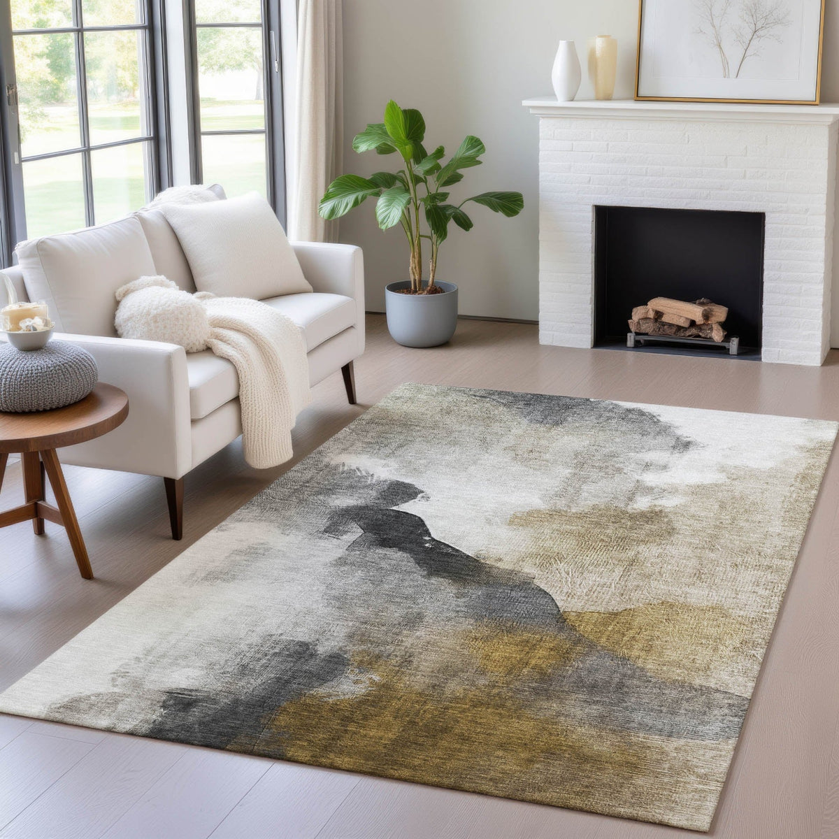 Addison Chantille ACN2043 Abstract Machine Made Transitional Brown Rug