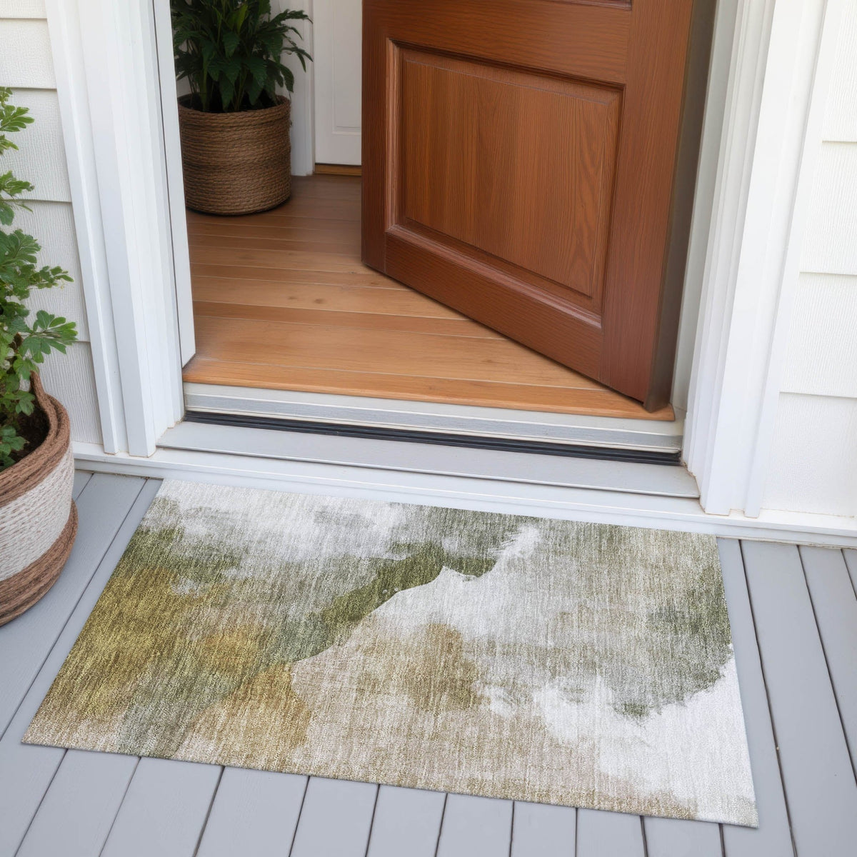 Addison Chantille ACN2043 Abstract Machine Made Transitional Green Rug