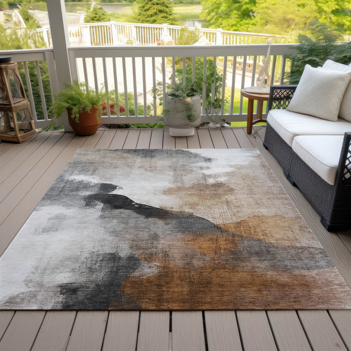 Addison Chantille ACN2043 Abstract Machine Made Transitional Paprika Rug