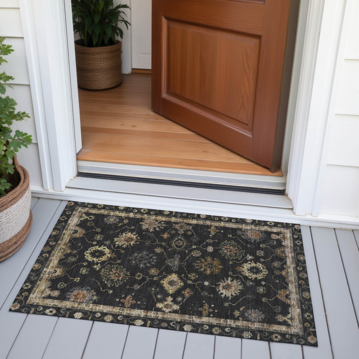 Addison Chantille ACN2045 Global Machine Made Traditional Black Rug