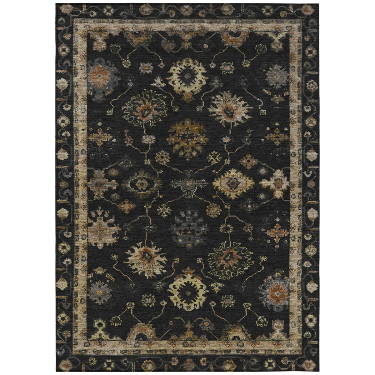 Addison Chantille ACN2045 Global Machine Made Traditional Black Rug