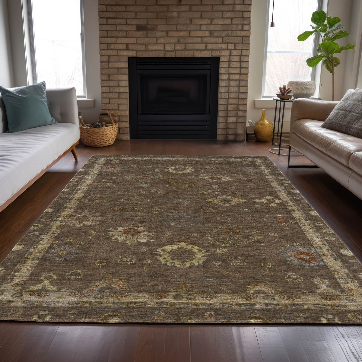 Addison Chantille ACN2045 Global Machine Made Traditional Chocolate Rug