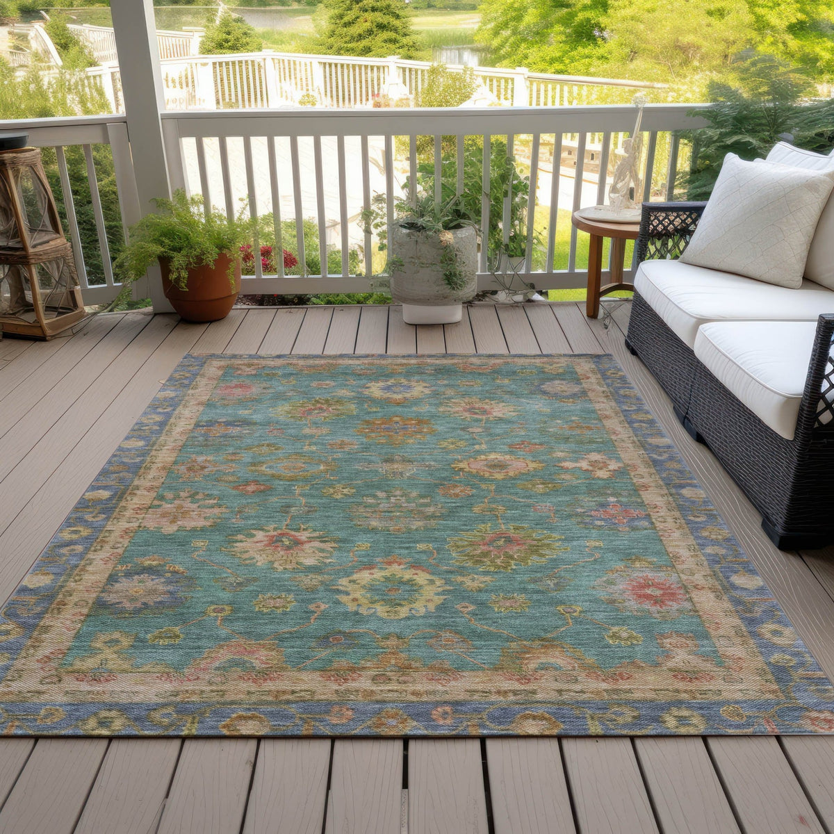 Addison Chantille ACN2045 Global Machine Made Traditional Teal Rug