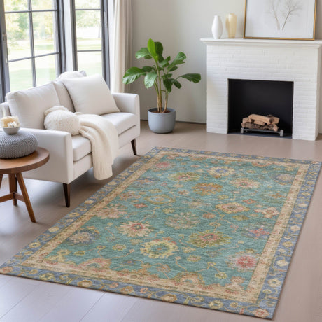 Addison Chantille ACN2045 Global Machine Made Traditional Teal Rug