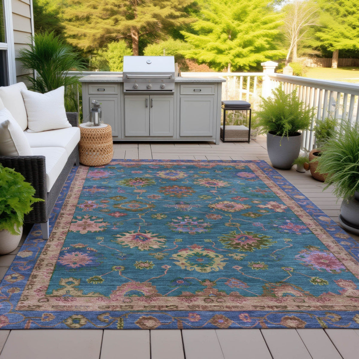 Addison Chantille ACN2046 Global Machine Made Traditional Teal Rug