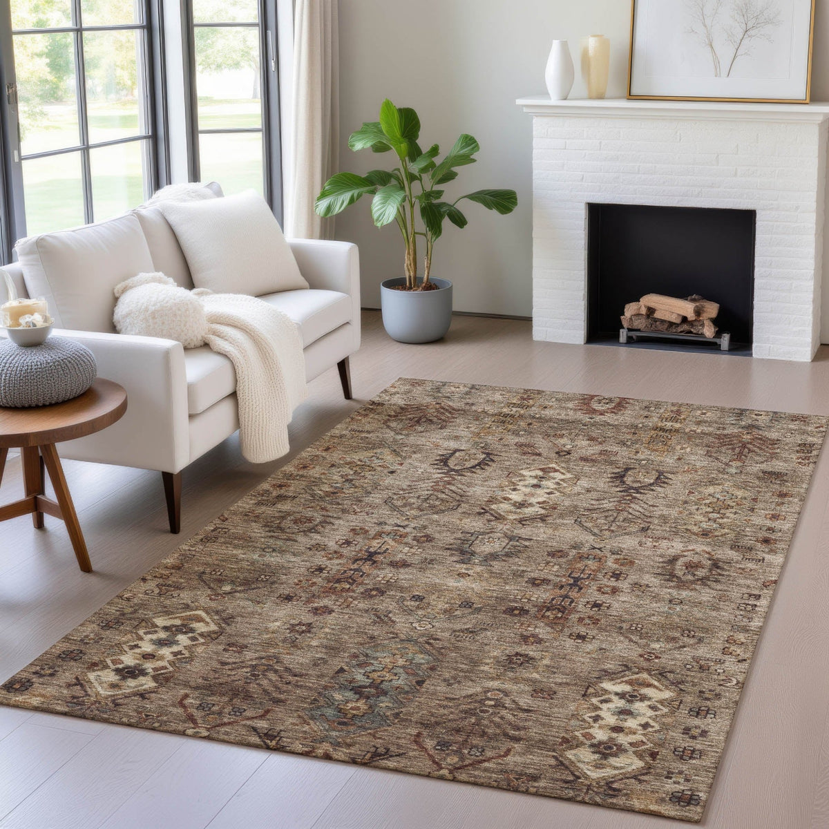Addison Chantille ACN2047 Global Machine Made Traditional Brown Rug