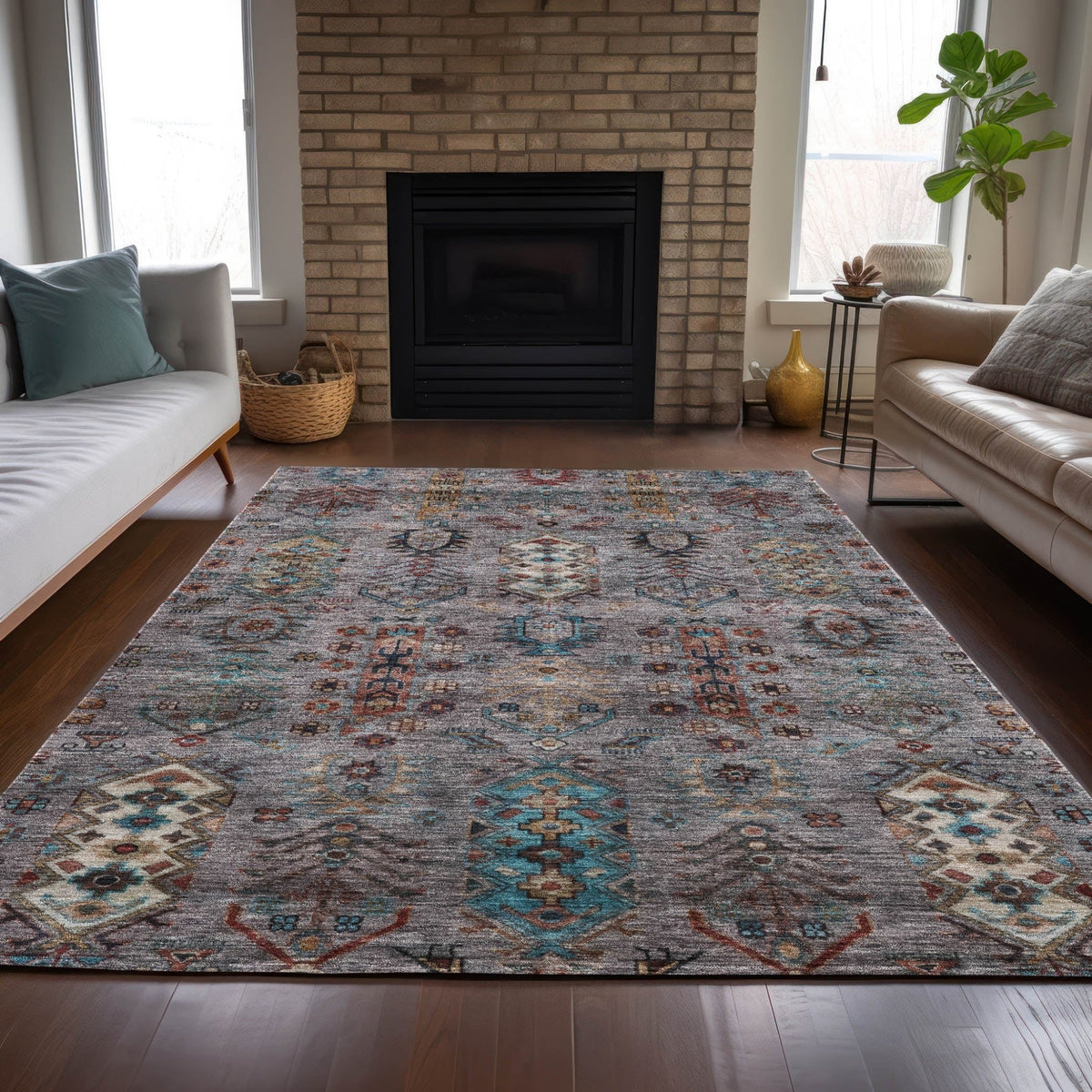 Addison Chantille ACN2047 Global Machine Made Traditional Gray Rug