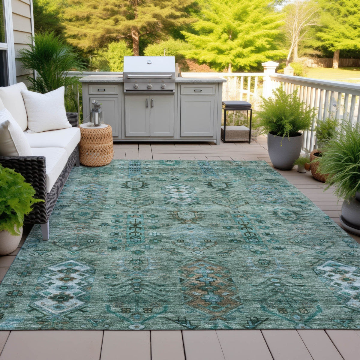 Addison Chantille ACN2047 Global Machine Made Traditional Green Rug