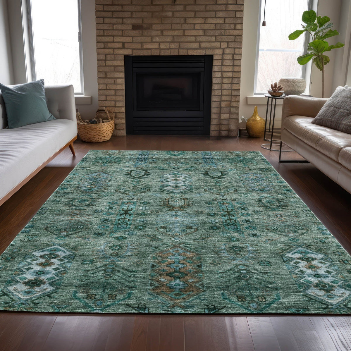 Addison Chantille ACN2047 Global Machine Made Traditional Green Rug