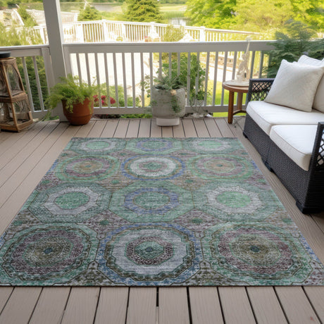 Addison Chantille ACN2049 Panel Machine Made Transitional Green Rug